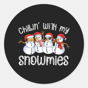 Pegatina Redonda navidades de snowman relajándose con mi feo gi de 