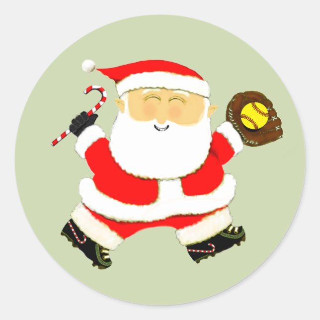 Pegatina Redonda Navidades de Softbol (Anverso)