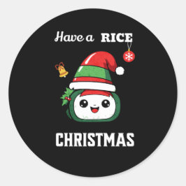 Pegatina Redonda Navidades de Sushi divertidos