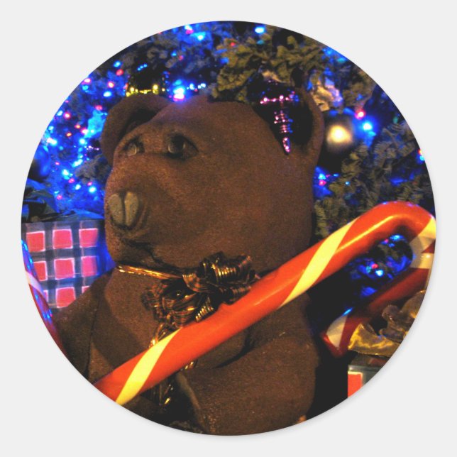 Pegatina Redonda Navidades de Teddys I (Anverso)
