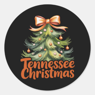 Pegatina Redonda Navidades de Tennessee Familiares con Navidad