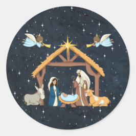 Pegatina Redonda Navidades de tono de piel medio de la actividad