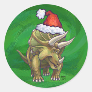 Pegatina Redonda Navidades de Triceratops Green