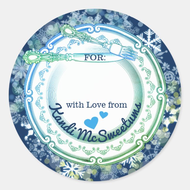 Pegatina Redonda Navidades de utensilios de plancha de la cocina de (Anverso)