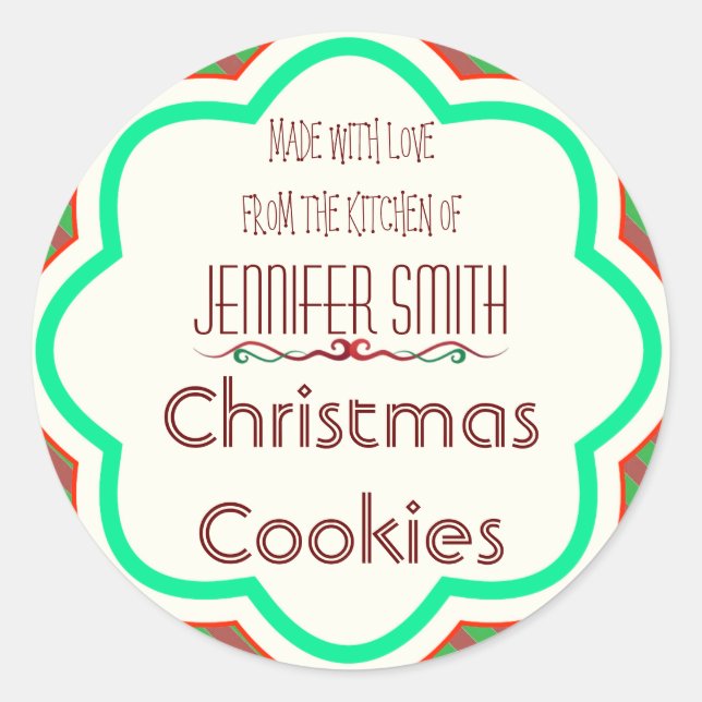 Pegatina Redonda Navidades de vacaciones a rayas Panadería Intercam (Anverso)