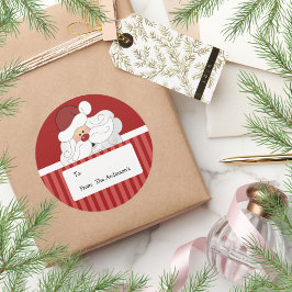 Pegatina Redonda Navidades de vacaciones de Papá Noel etiquetan a p