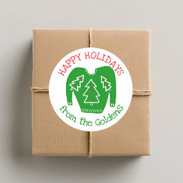 Pegatina Redonda Navidades de vacaciones de PERSONALIZADO suéter fe