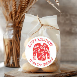 Pegatina Redonda Navidades de vacaciones de PERSONALIZADO suéter fe