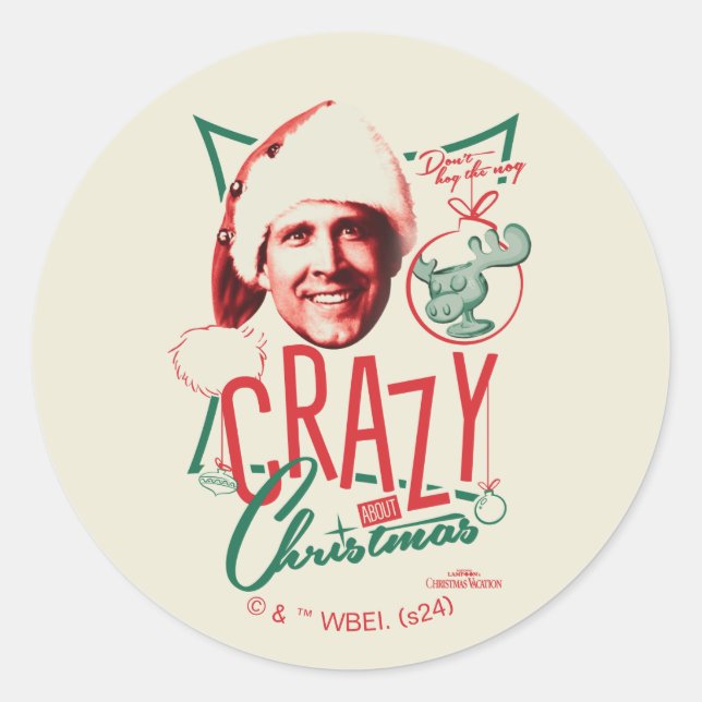 Pegatina Redonda Navidades de vacaciones locos por los Navidades (Anverso)