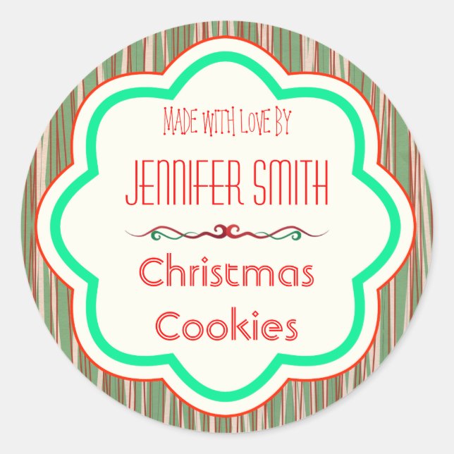 Pegatina Redonda Navidades de vacaciones Panadería Cocina al horno (Anverso)