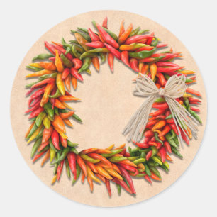 Pegatina Redonda Navidades de vacaciones Ristra Wreath en el suroes