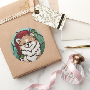 Pegatina Redonda Navidades de vidrio templado de Pomerania