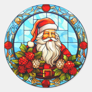 Pegatina Redonda Navidades de vidrio templado - Ornamentos Santa 3D