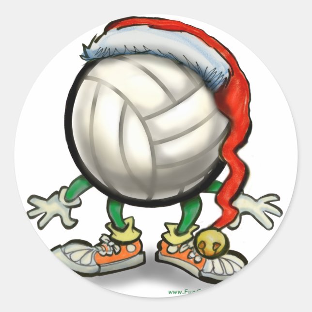 Pegatina Redonda Navidades de voleibol (Anverso)