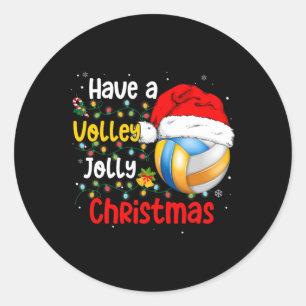 Pegatina Redonda Navidades De Voleibol Con Navidades De Voleibol