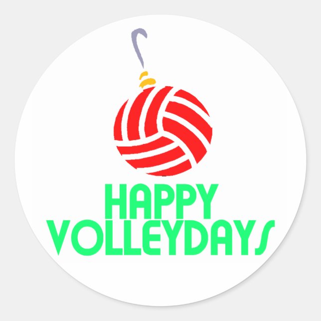 Pegatina Redonda Navidades de voleibol felices fiestas de voleibol (Anverso)