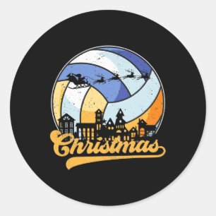 Pegatina Redonda Navidades de voleibol Lmko Pajama Merry Xmas Voley