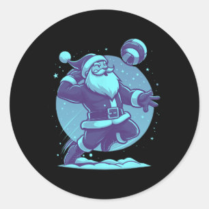 Pegatina Redonda Navidades de voleibol Navidades navideños Santa Vo