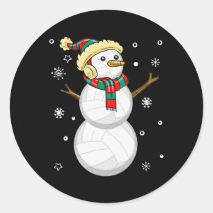 Pegatina Redonda Navidades de voleibol Snowman regalan Tee Xmas Sno