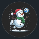Pegatina Redonda Navidades de voleibol Snowman Santa Hat Boys navid<br><div class="desc">Navidades de voleibol Snowman Santa Hat Chicas niños navideños</div>