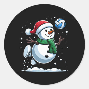 Pegatina Redonda Navidades de voleibol Snowman Santa Hat Boys navid