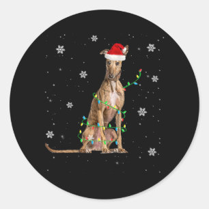 Pegatina Redonda Navidades de Whippet Light Cute Santa Whippet Xmas
