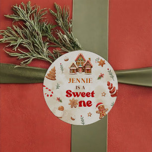 Pegatina Redonda Navidades de Winter Gingerbread House