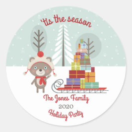 Pegatina Redonda Navidades de Woodland Bear