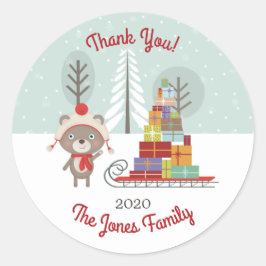 Pegatina Redonda Navidades de Woodland Bear