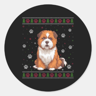 Pegatina Redonda Navidades de Zuchon Sweater Xmas Mascota Animal Do
