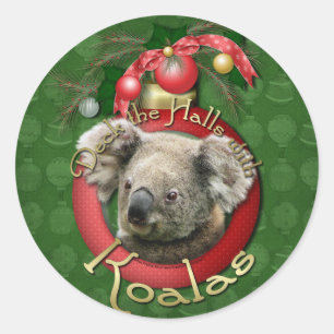 Pegatina Redonda Navidades - Deck the Halls - Koalas