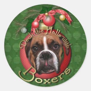 Pegatina Redonda Navidades - Deck the Halls with Boxers - Marnie