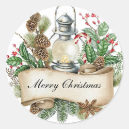 Pegatina Redonda Navidades decorativos fueron
