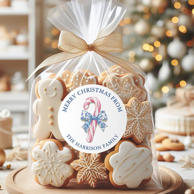 Pegatina Redonda Navidades del Blue Pink Chinoiserie Toile Candy Ca (Subido por el creador)