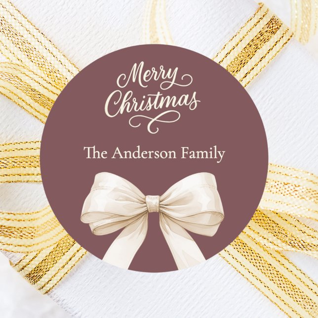 Pegatina Redonda Navidades del café de color crema marrón (Subido por el creador)