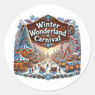Pegatina Redonda Navidades del Carnaval de Winderland
