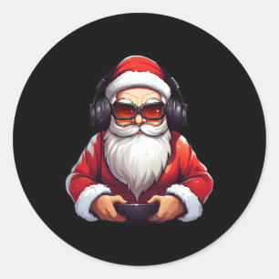 Pegatina Redonda Navidades del controlador de juegos de videojuegos