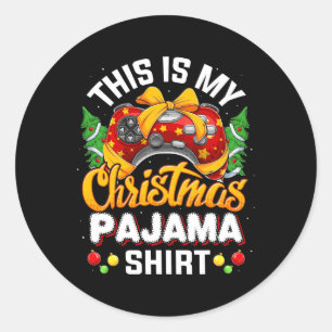 Pegatina Redonda Navidades del controlador de videojuegos Santa Hat