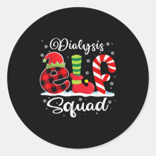 Pegatina Redonda Navidades del Cuadrado Elf de Diálisis Enfermera M