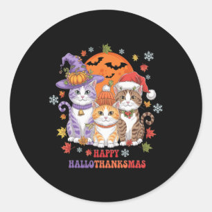 Pegatina Redonda Navidades del Día de Acción de Gracias de Hallowee