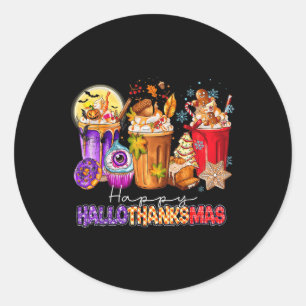 Pegatina Redonda Navidades del Día de Acción de Gracias de Hallowee