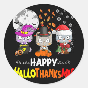 Pegatina Redonda Navidades del Día de Acción de Gracias de Hallowee