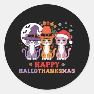 Pegatina Redonda Navidades del Día de Acción de Gracias de Hallowee