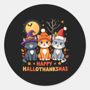 Pegatina Redonda Navidades del Día de Acción de Gracias de Hallowee