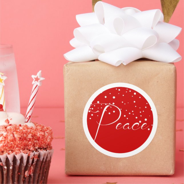 Pegatina Redonda Navidades del Día de la Paz Roja (Fiesta)