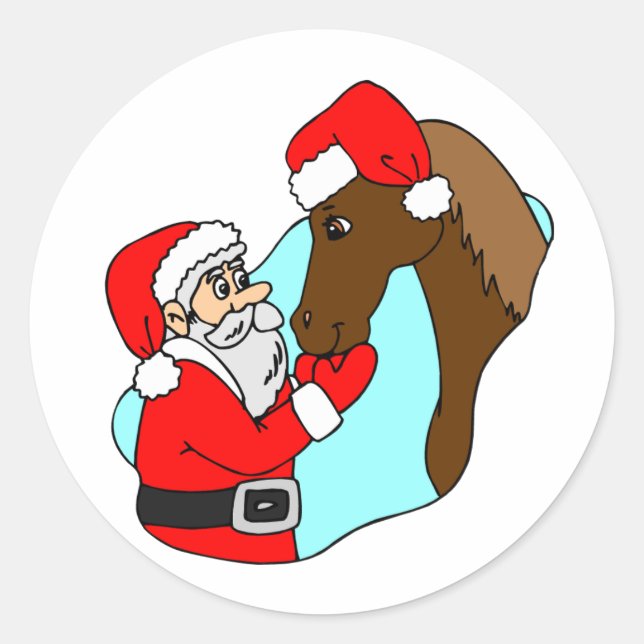 Pegatina Redonda Navidades del Equine Santa Claus (Anverso)