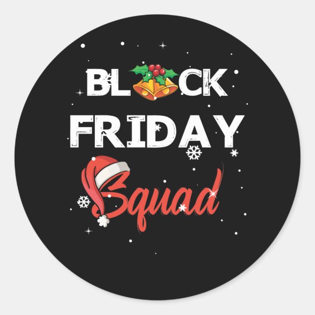 Pegatina Redonda Navidades del equipo de compras Black Friday Squad (Anverso)