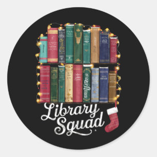 Pegatina Redonda Navidades del Escuadrón de Biblioteca Lecturas del