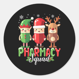 Pegatina Redonda Navidades del Escuadrón Farmacéutico Vestir Perjui