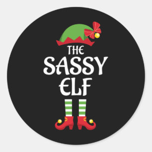 Pegatina Redonda Navidades del grupo de coincidencia Sassy Elf